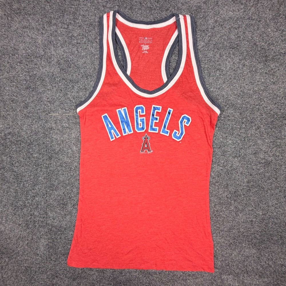 MLB Los Angeles Angels Tank Top Womens Small Red Racerback Campus Lifestyle NWOT